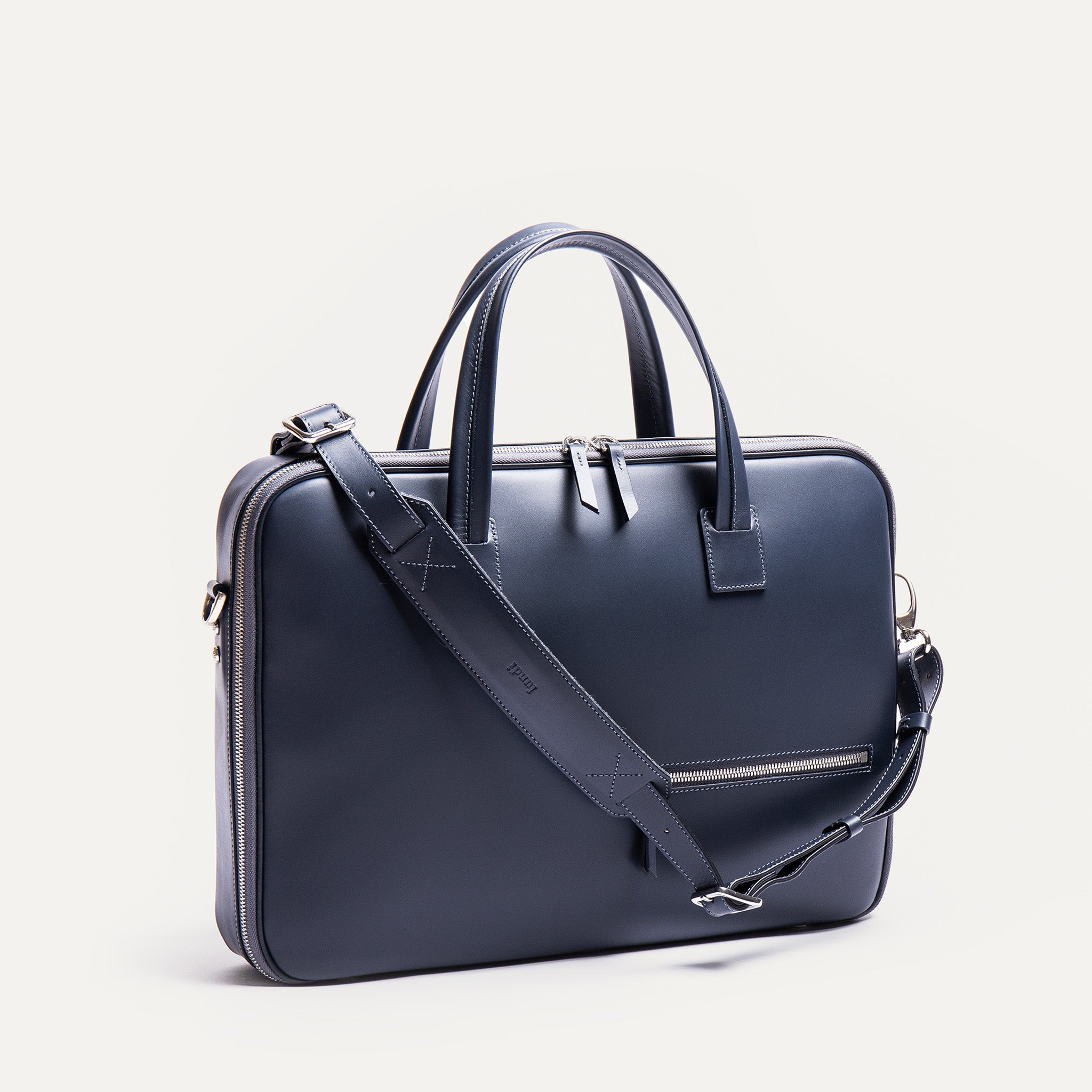 lundi Leather Briefcase | ALESSANDRO Navy