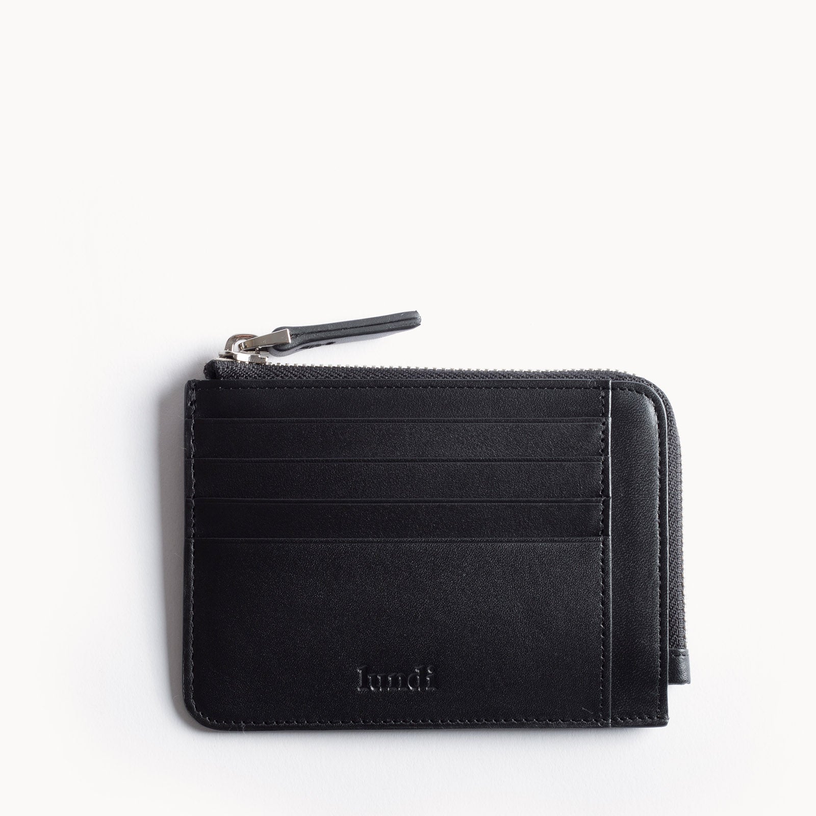 Portefeuille homme cuir noir WALDO avec fente pour cartes et fermeture zippée – portefeuille homme luxe compact