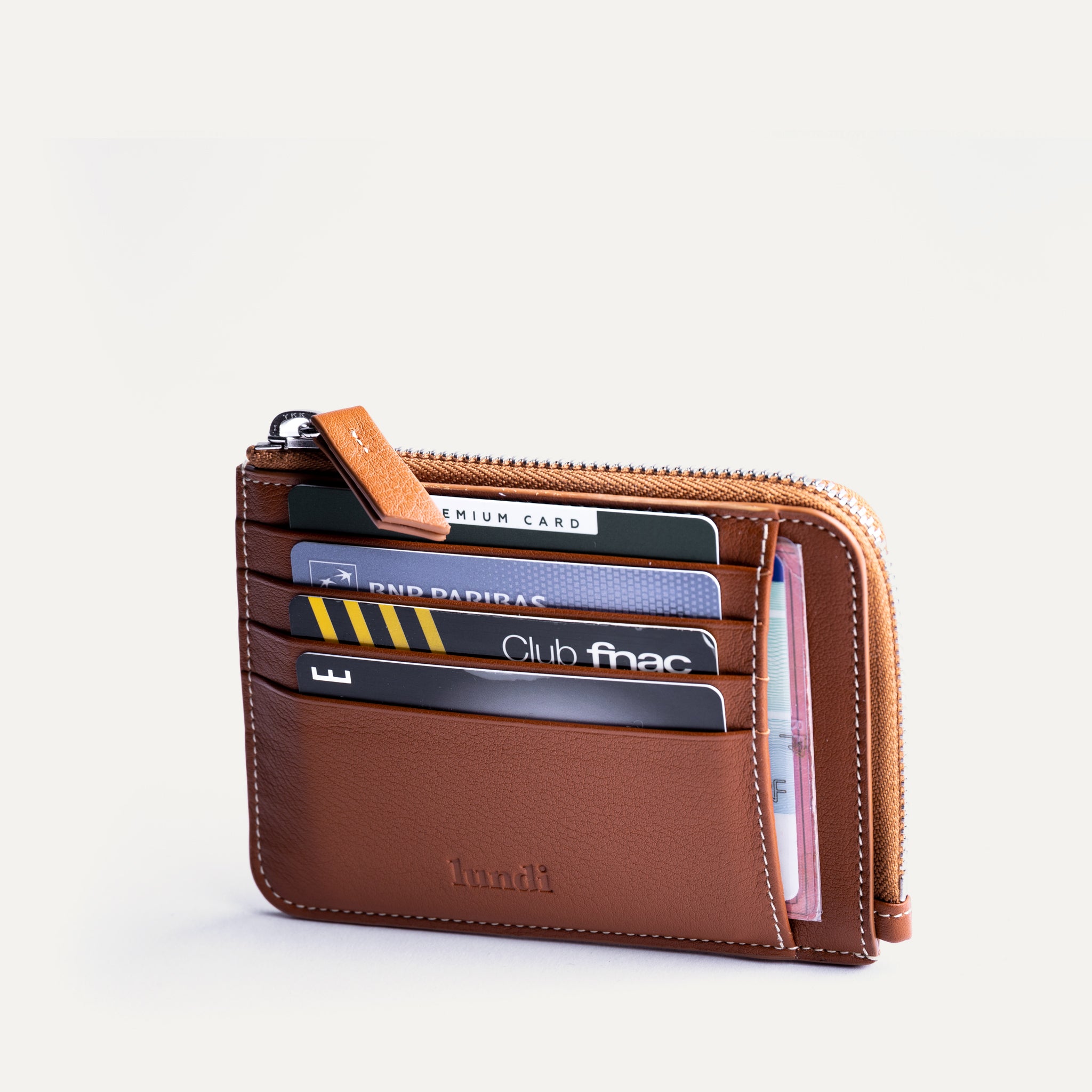 Portefeuille en cuir lundi | WALDO Nappa Cognac