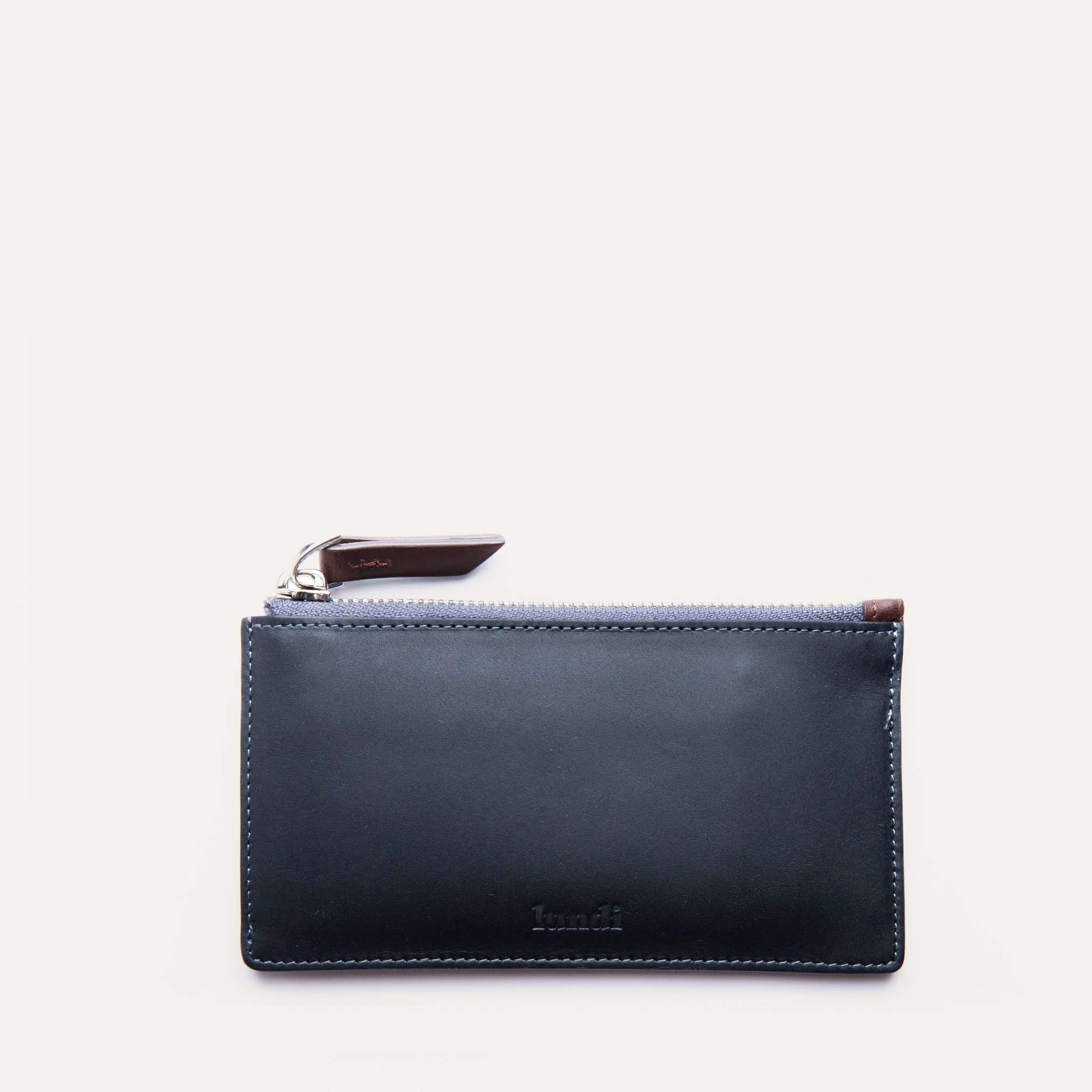 Portefeuille en cuir allongé, avec zip et rangements cartes