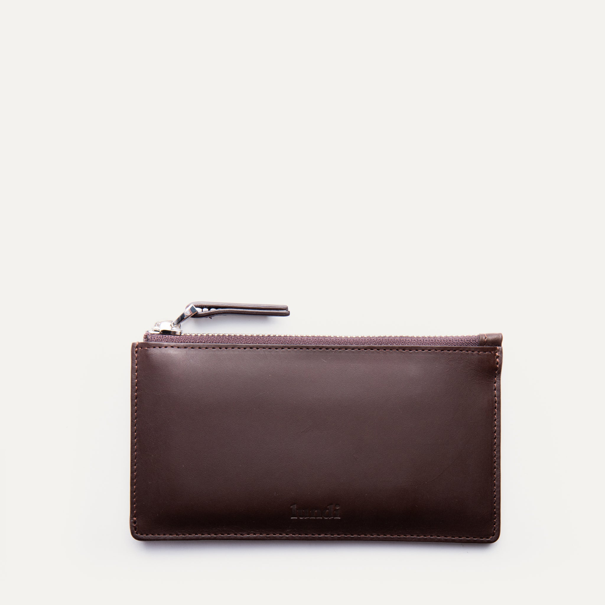Porte feuille​ marron en cuir lisse signé par lundi - modèle WINCH.